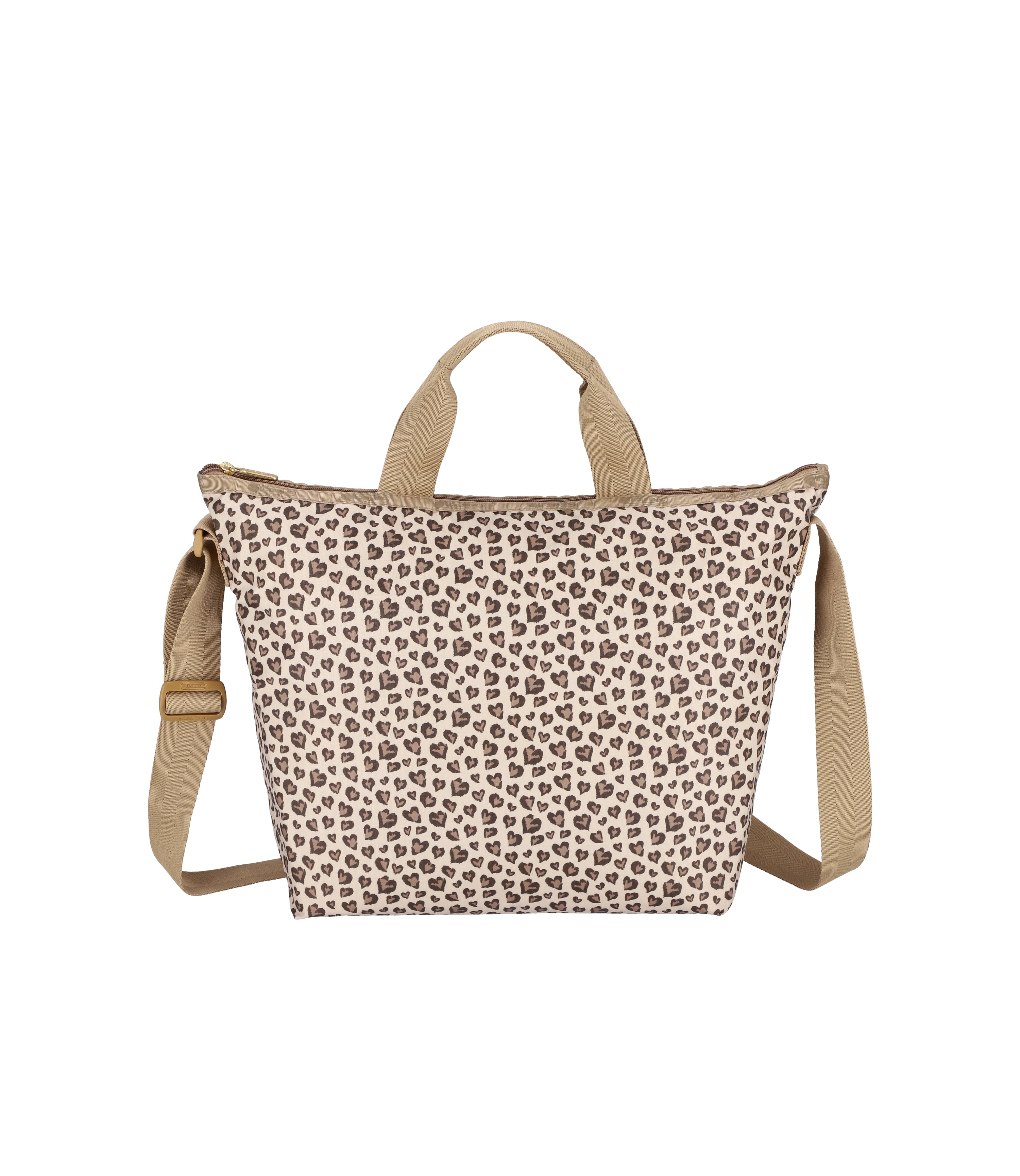 

Роскошная удобная сумка-тоут LeSportsac, цвет latte heart leopard brown print