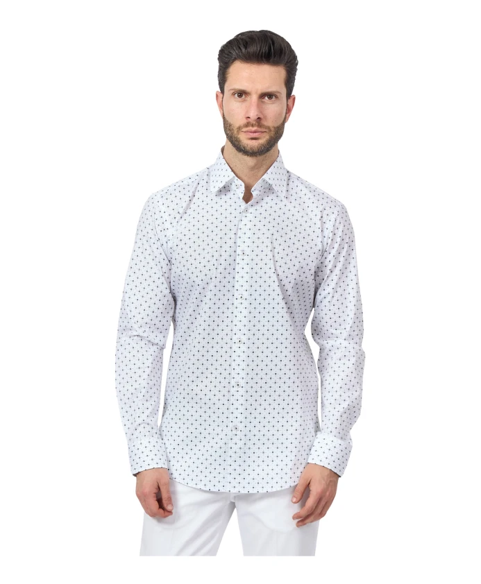 

Деловая рубашка белая с микропринтом, стандартный крой Hugo, белый