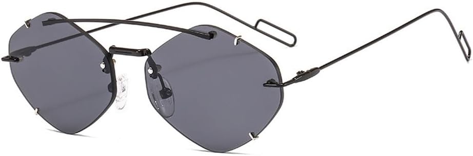 

Женские солнцезащитные очки без оправы Polygon, модные солнцезащитные очки с градиентным переходом, женские очки в стиле «конфетные очки» с защитой от УФ-излучения UV400 TKKTLLT, C1 Black-black