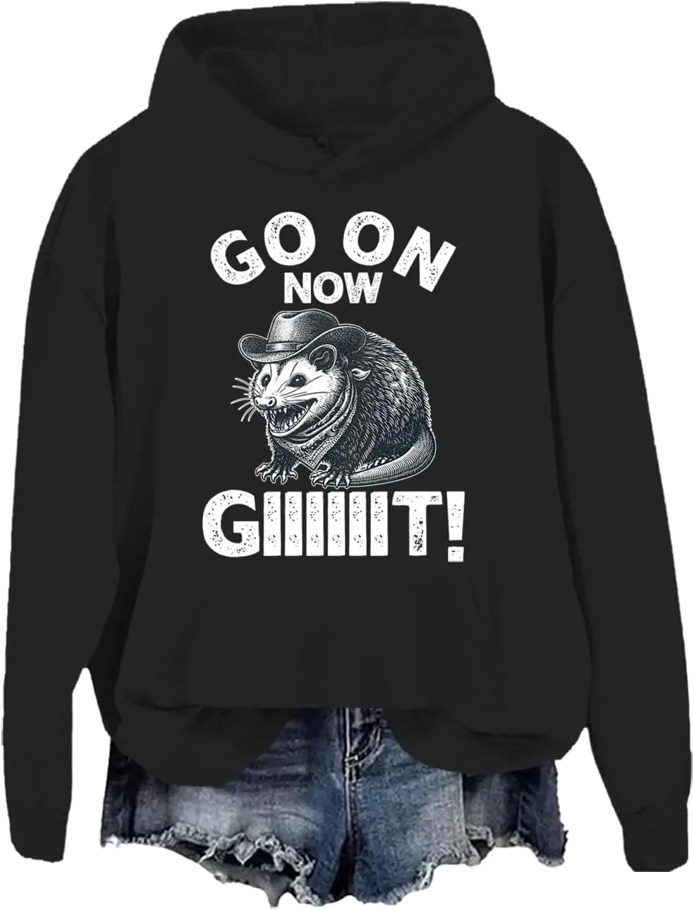 

Винтажный худи с опоссумом в стиле ковбоя JWVEL