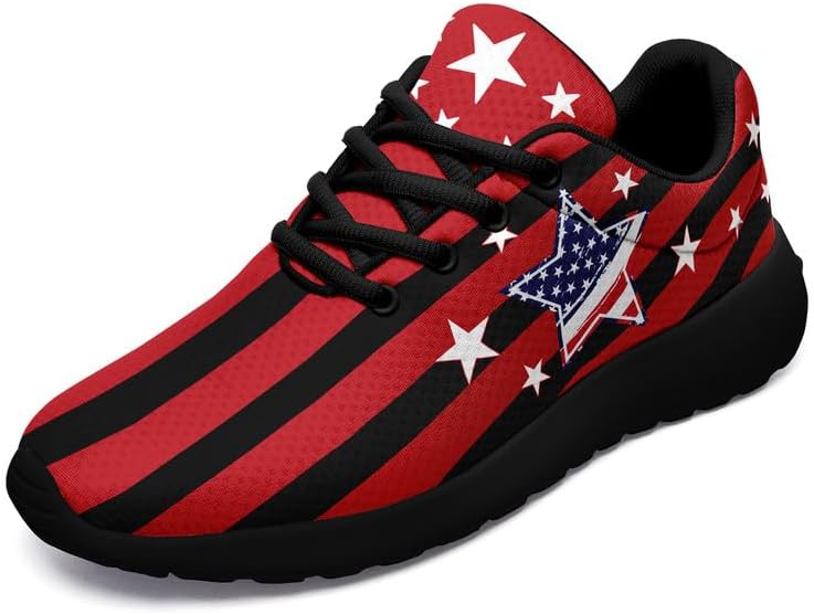 

Кроссовки для бега с американской тематикой для мужчин и женщин, стиль США, флаг США, звезды, легкие, комфортные, с амортизацией, для ходьбы Awsole, черный