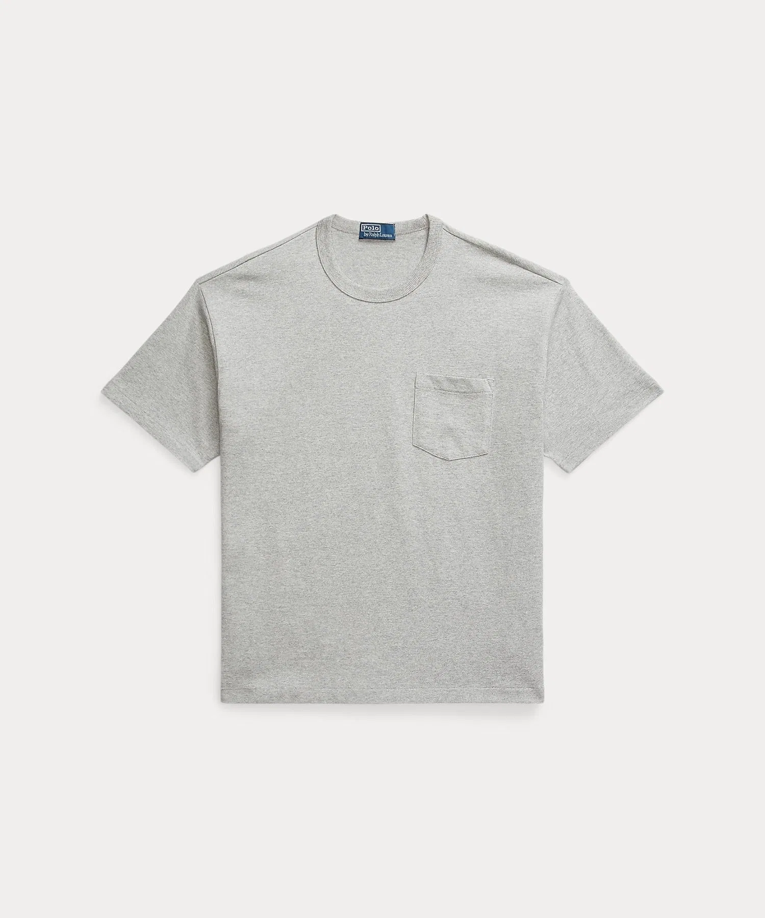 Мужская хлопковая футболка POLO RALPH LAUREN с карманом серого цвета — фото 2