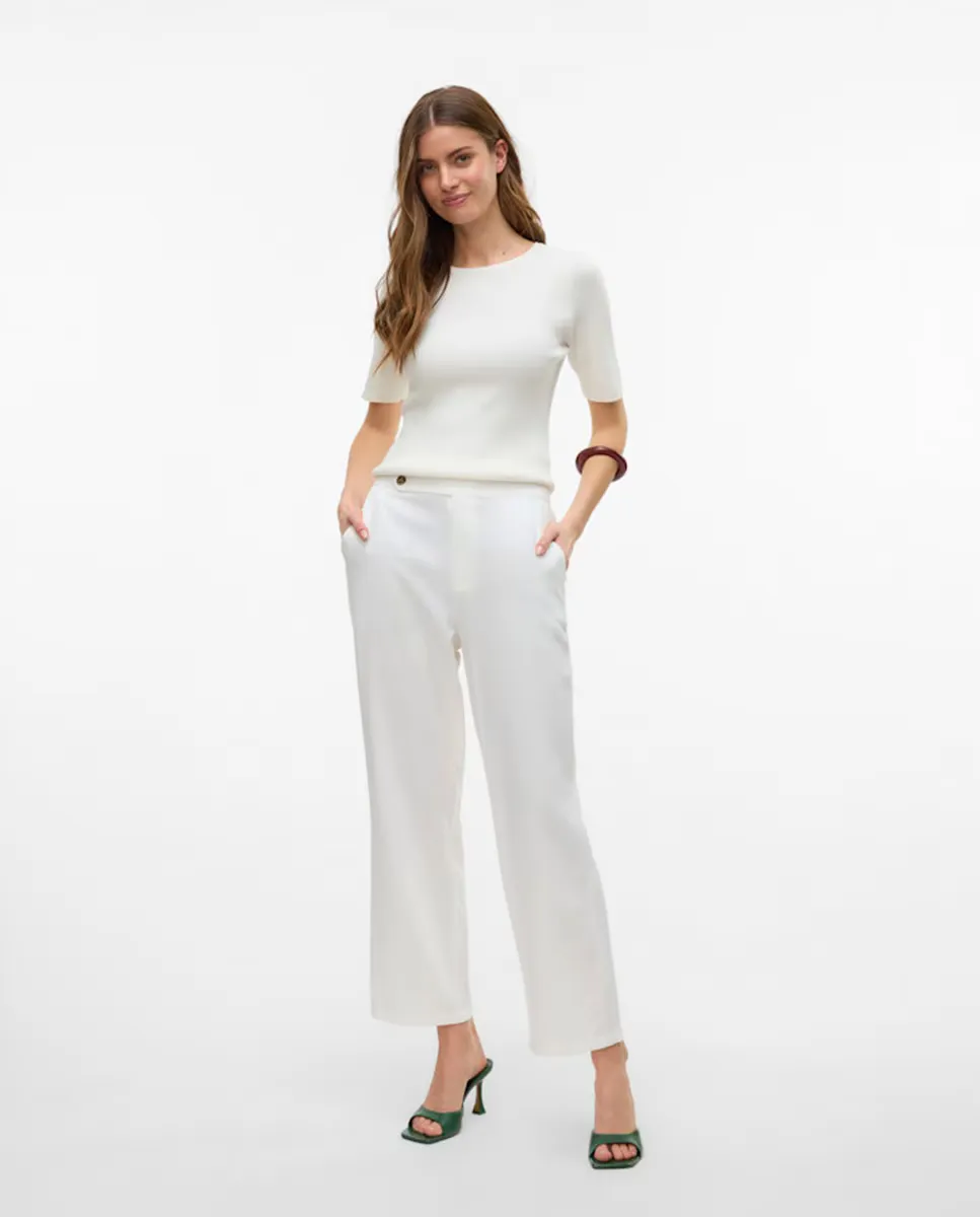 

Длинные женские льняные брюки Vero Moda, белый