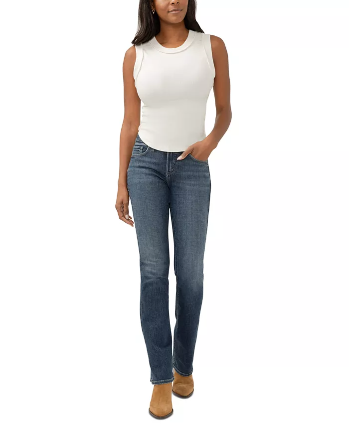

Женские джинсы Suki Curvy Fit Slim Bootcut со средней посадкой Silver Jeans Co., синий