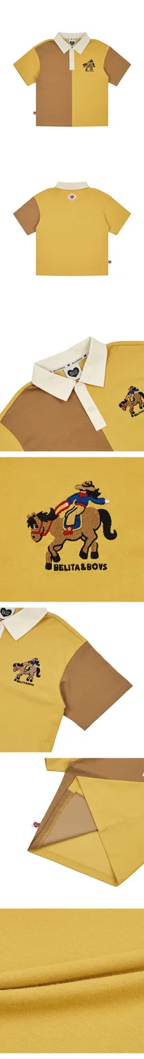 Детский жёлтый комплект из поло и шорт Cowboy Half Color Block от Belita&Boys — фото 3