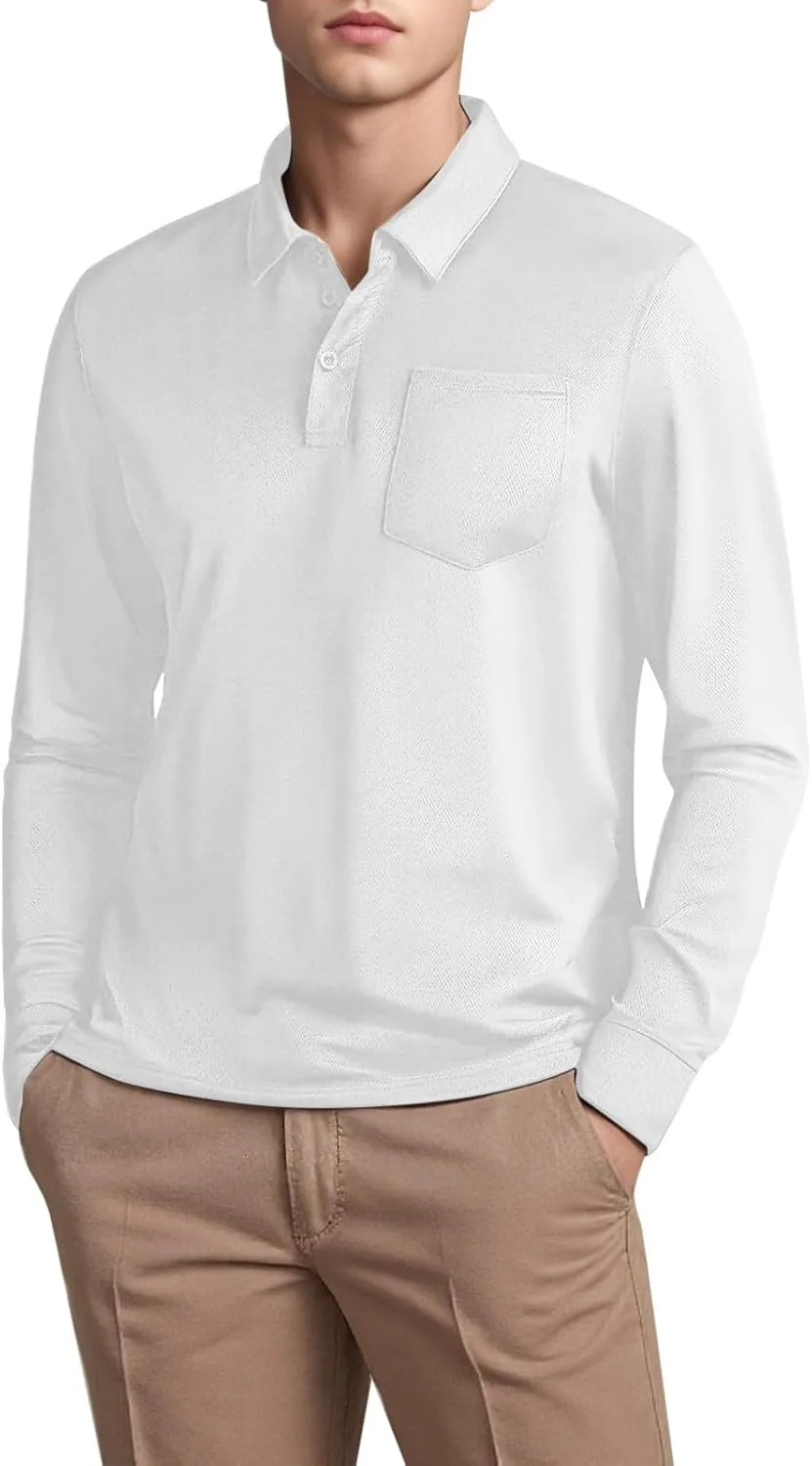 

Мужская поло с V-образным вырезом, классическая, с длинным рукавом