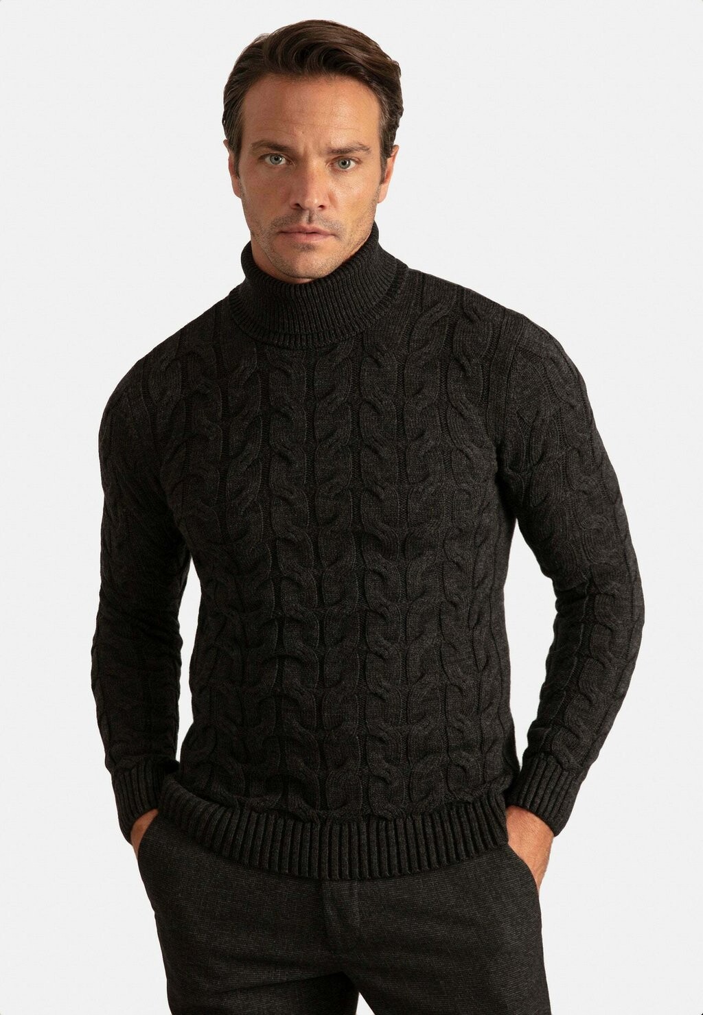 

Вязаный свитер NARROW FIT TURTLE NECK PULLOVER Jacey Quinn, цвет anthracite melange