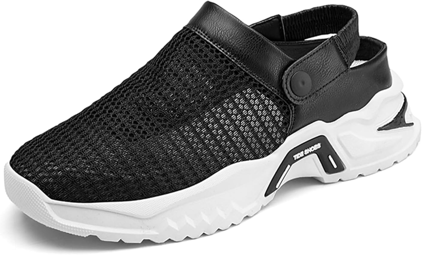 

Мужские летние сандалии SPWAGYM, сетчатые мюли, тапочки, повседневная обувь для прогулок, слипоны, ортопедические лодочные туфли, черный