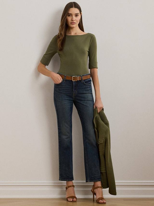 

Эластичный хлопчатобумажный топ judy с коротким рукавом Ralph Lauren, цвет Olive Grove