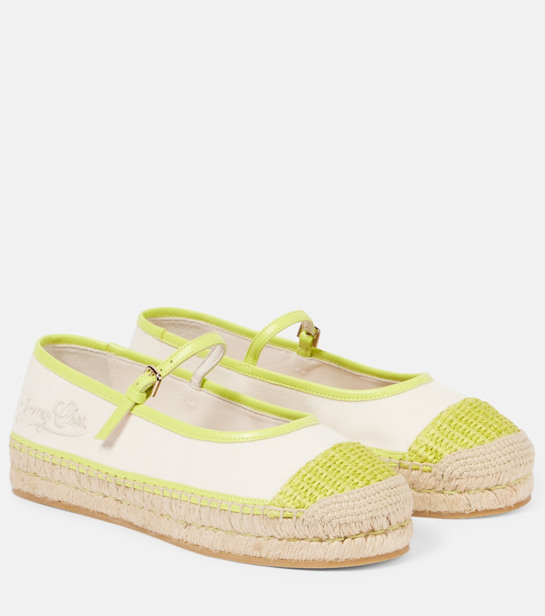 Эспадрильи Aciel из холста с кожаной отделкой Jimmy Choo, Lime Mix