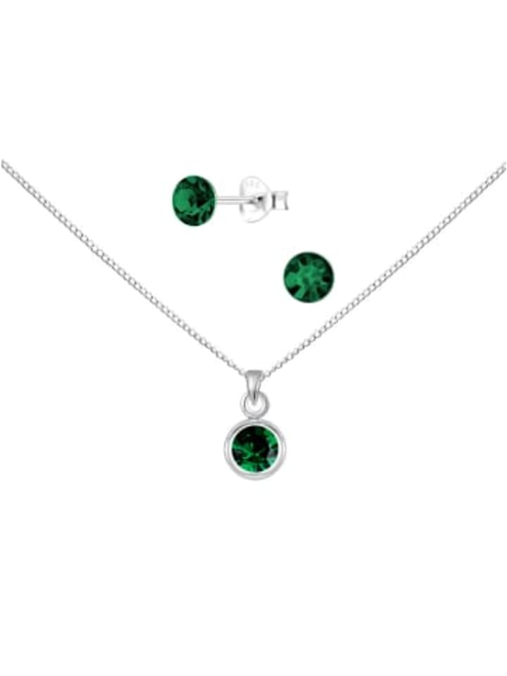 

Alexander York Набор ювелирных украшений SOLITAIRE из серебра 925 пробы с изумрудами, 4 предмета