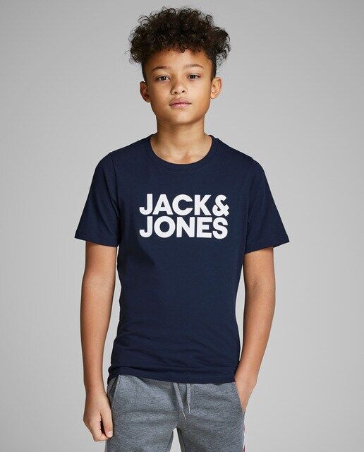 

Футболка для мальчика Jack & Jones с принтом спереди и короткими рукавами Jack & Jones, темно-синий