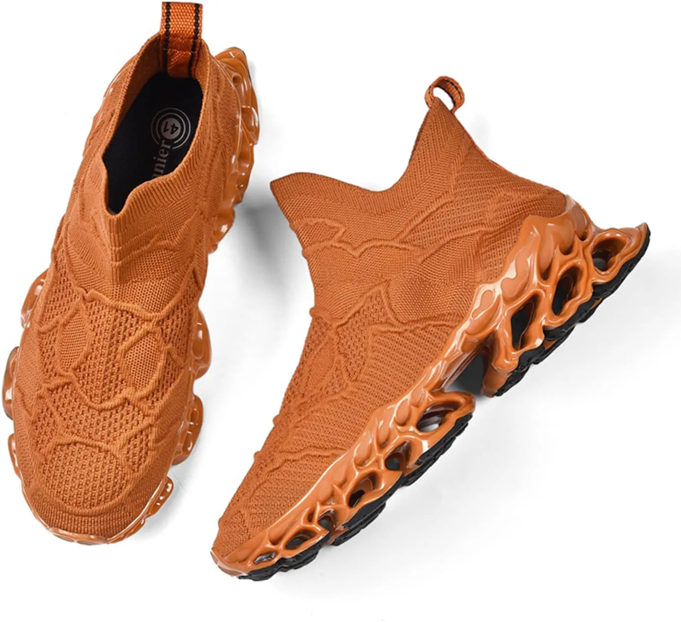 

Мужские слипоны Poramea, кроссовки для ходьбы и тенниса без шнурков, беговые кроссовки Blade, сетчатые для бега, трейл-джоггинга, повседневные спортивные, коричневый