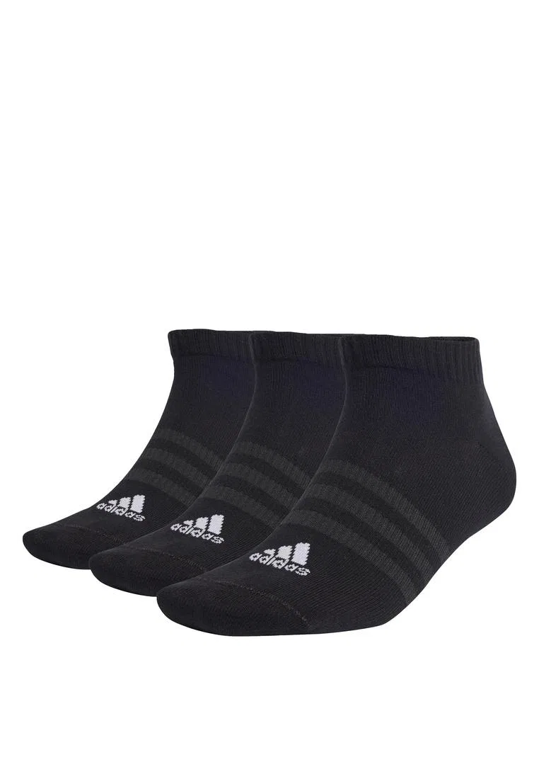 Носки спортивные низкие, 3 пары, тонкие и легкие Adidas, белый/черный