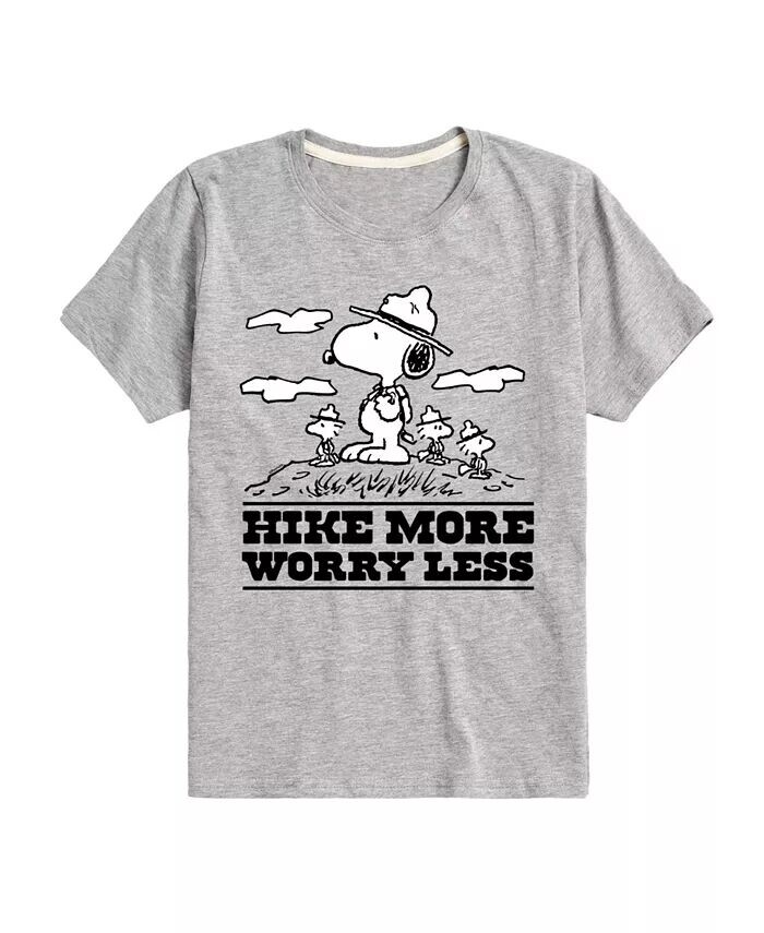 

Футболка с рисунком Big Boys Peanuts Snoopy Hike More Worry Less Hybrid, серый