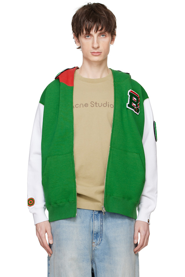 

Итальянская толстовка с капюшоном на молнии Shark Bape, зеленый