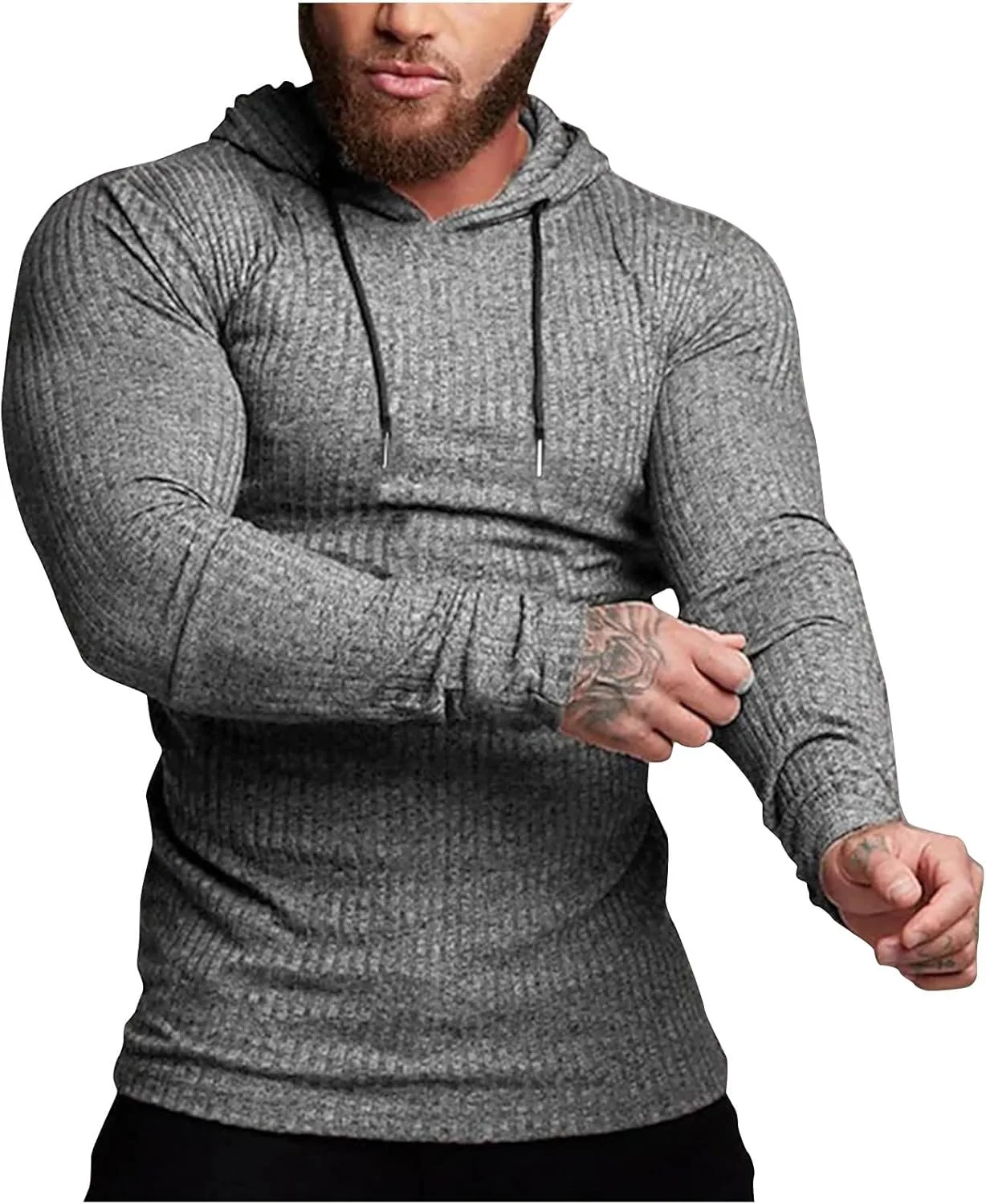 Мужские худи Slim Fit Stretchy с длинным рукавом
