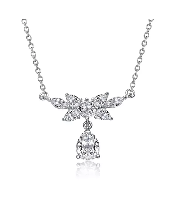 

Колье-Капля из стерлингового серебра с покрытием из белого золота и прозрачными кубическими цирконами Genevive, white