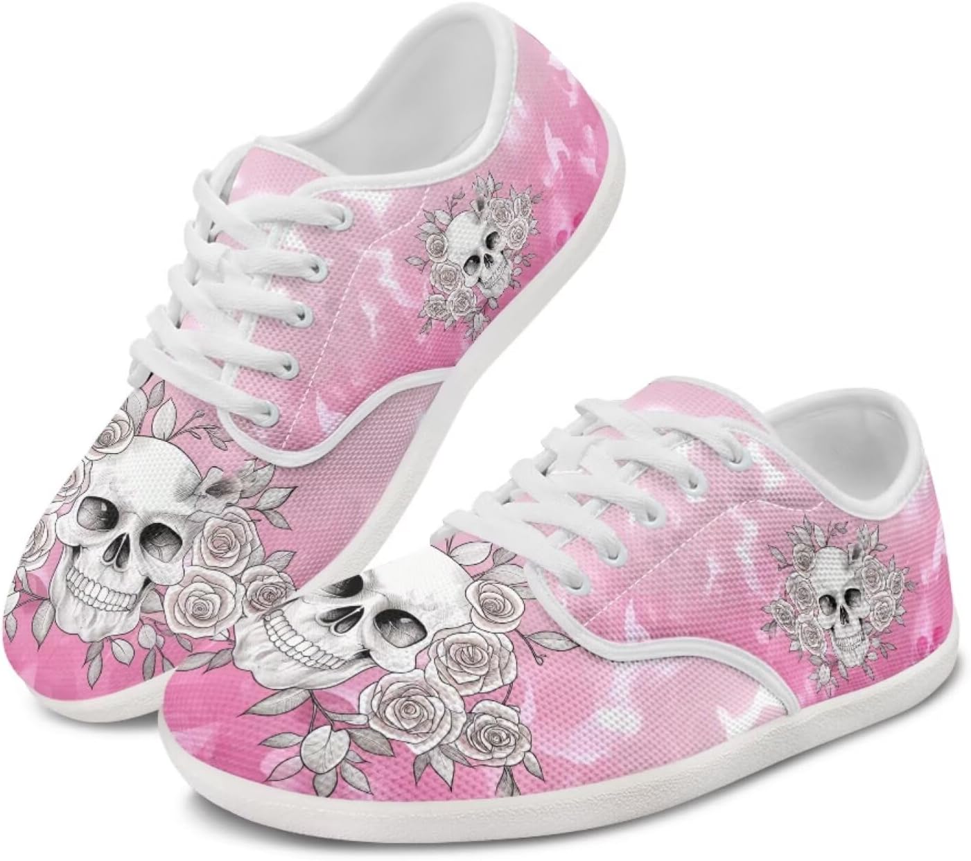 

Кроссовки Skull Barefoot для мужчин и женщин с широким носком, нулевая посадка, минималистичные, дышащие, без шнурков Pointodoor, Skull Floral Print