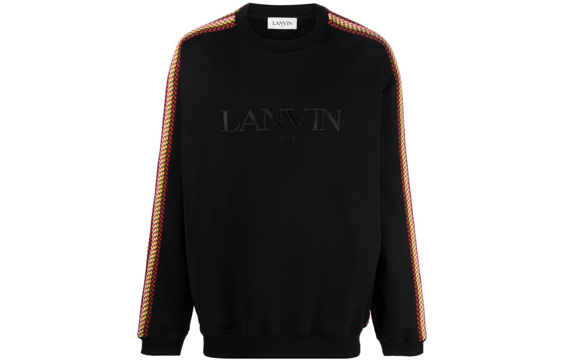 Свитшот с круглым вырезом и кружевной отделкой Lanvin, черный — фото 3