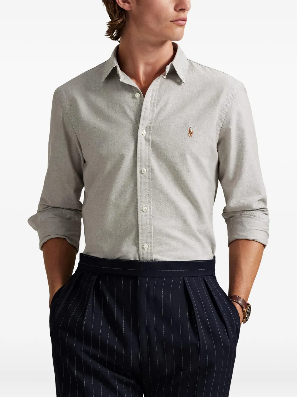Рубашка из хлопка с длинными рукавами POLO RALPH LAUREN, нейтральный — фото 3