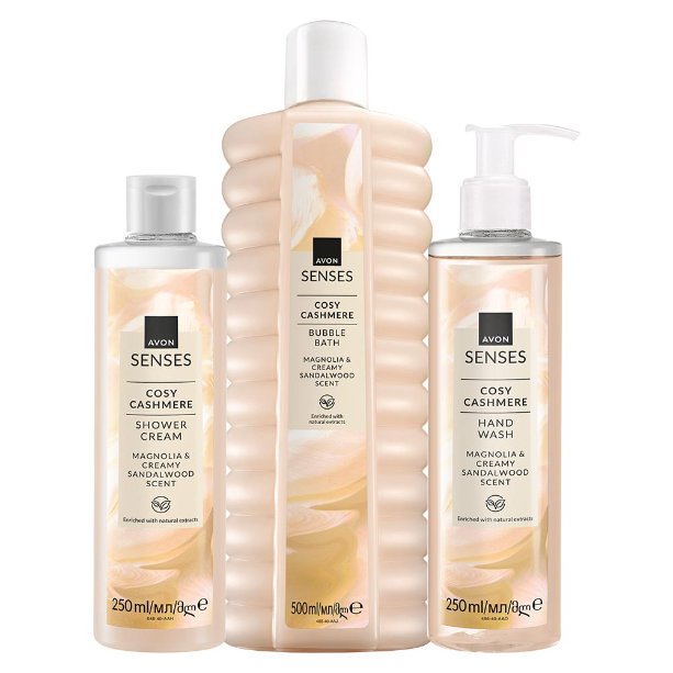

Avon, Cosy Cashmere Magnolia Sandalwood, набор косметики, 3 предмета.