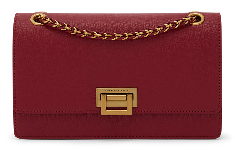 

CHARLES&KEITH Маленькая квадратная сумка через плечо женская разноцветная PU, Red