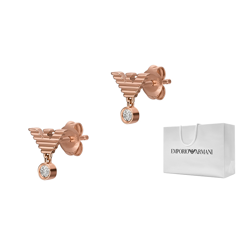 

EMPORIO ARMANI Серьги-гвоздики из стерлингового серебра с розовым золотым покрытием