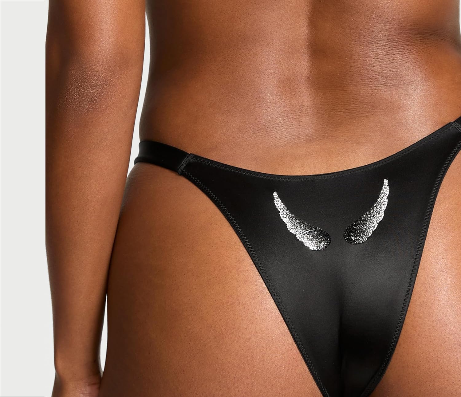 Женские бразильские трусики Very Sexy Shine Strap от Victoria's Secret, трусики с умеренным покрытием для женщин (XS-XXL), Black Angel Wings — фото 2