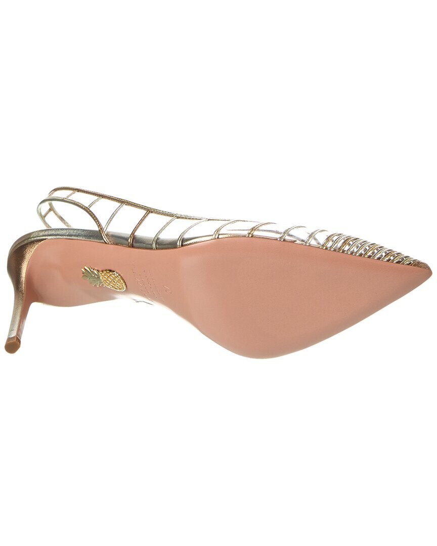 

Туфли Aquazzura Call Me 75 из винила и кожи с пяткой на пятке, золото