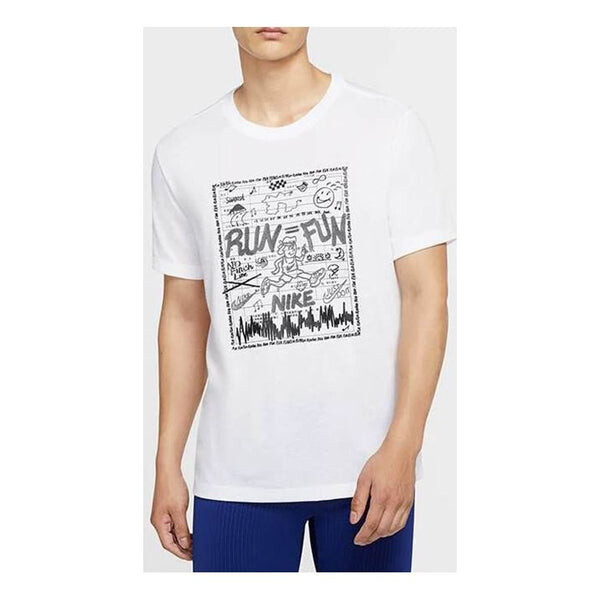 

Футболка run fun printing short sleeve white Nike, белый