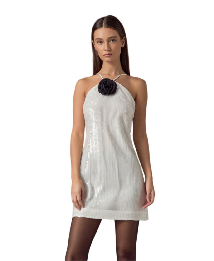 

Женское мини-платье с пайетками и цветочным узором endless rose, White