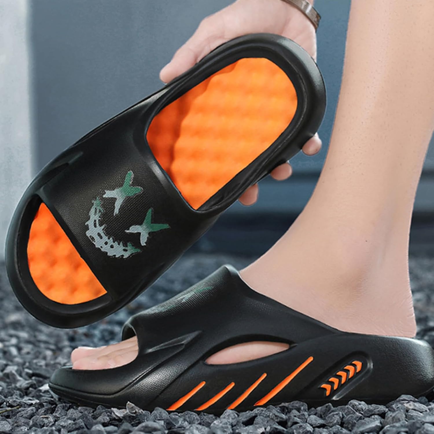 Мужские шлепанцы Gezolligheid Fashion, женские мягкие легкие домашние шлепанцы для душа, нескользящие пляжные шлепанцы, удобные тапочки, сандалии из ЭВА, черный — фото 2