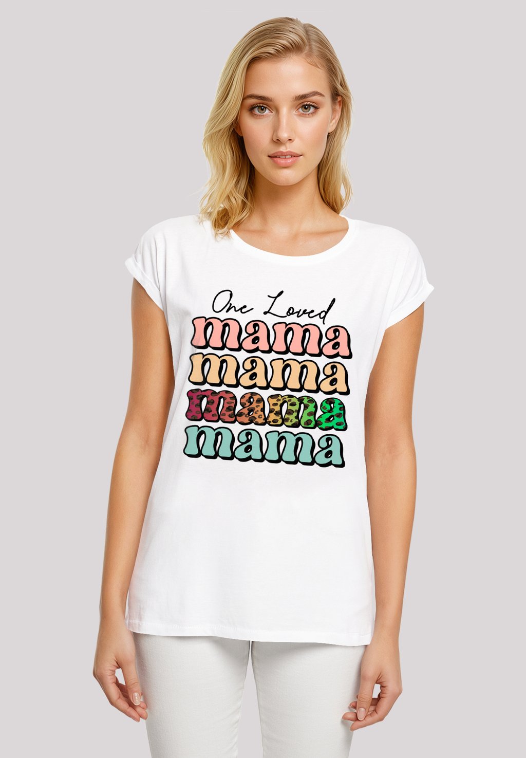 

Футболка с принтом MOTHERS DAY MAMA TYPOGRAPHY LEOPARD F4NT4STIC, белый