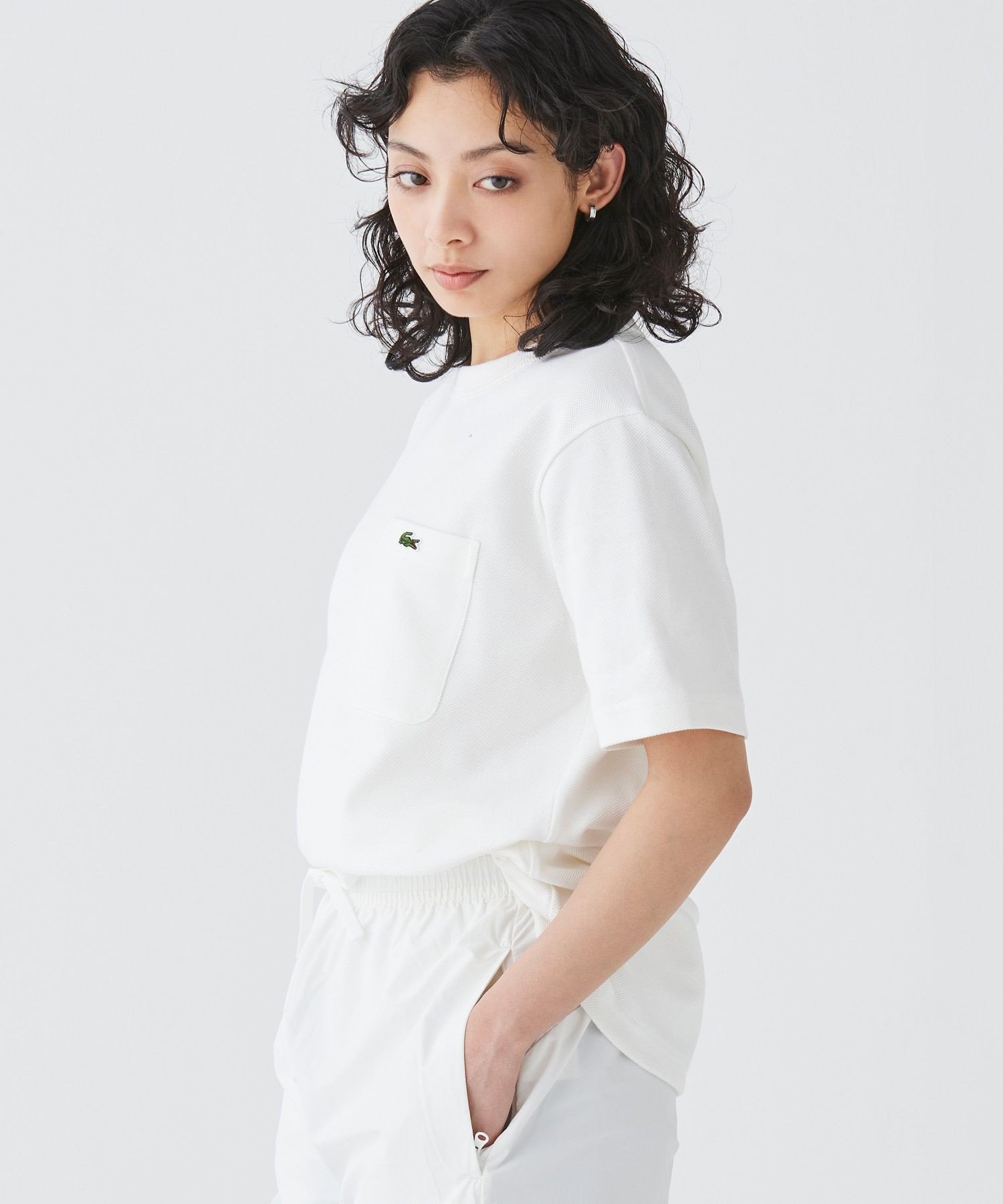 Футболка с короткими рукавами из ткани пике с карманом LACOSTE, White — фото 3