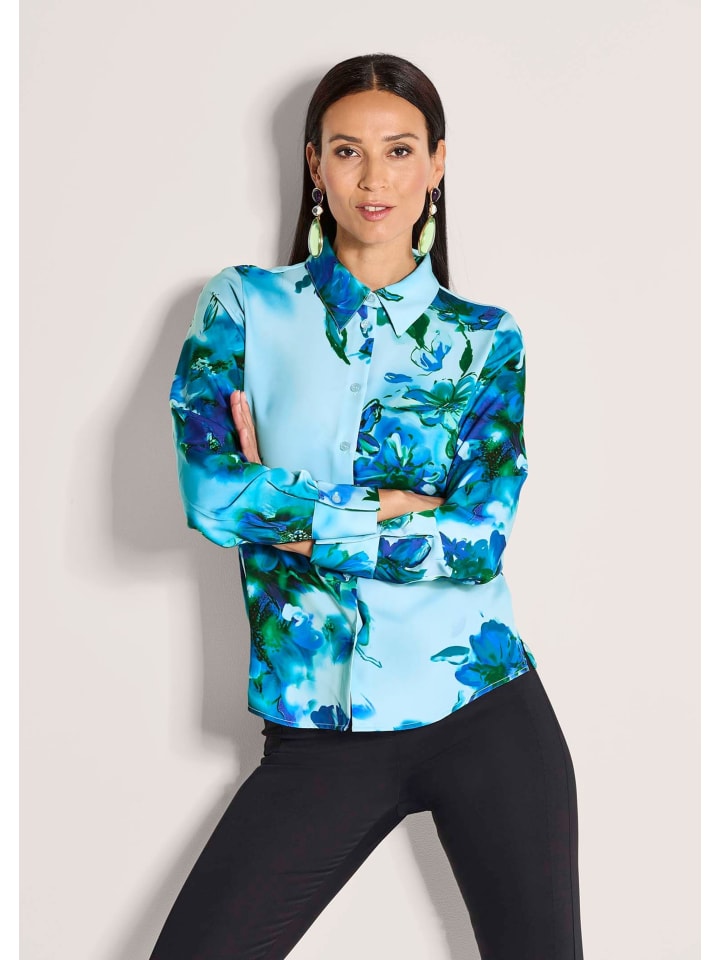 

MADELEINE Элегантная блузка с воротником-стойкой мятного/многоцветного оттенка