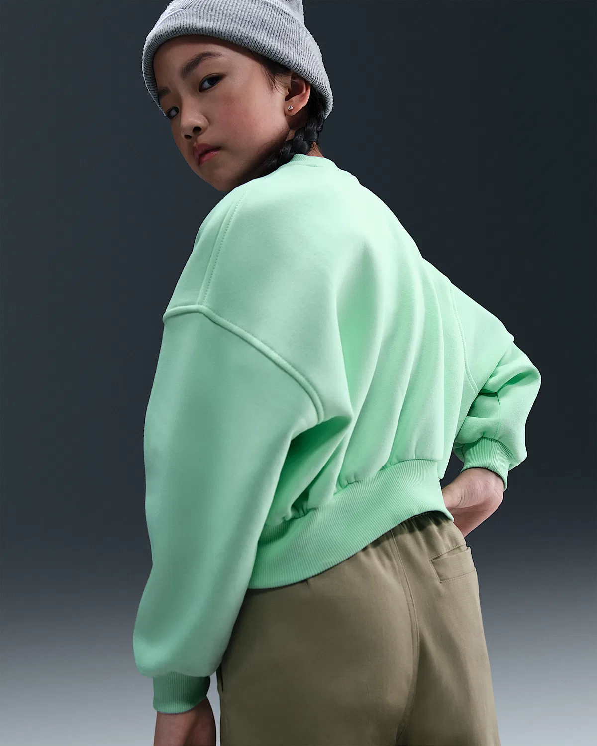 Детский свитшот Nike Sportswear Club Fleece с круглым воротом, Mint Foam/White — фото 2