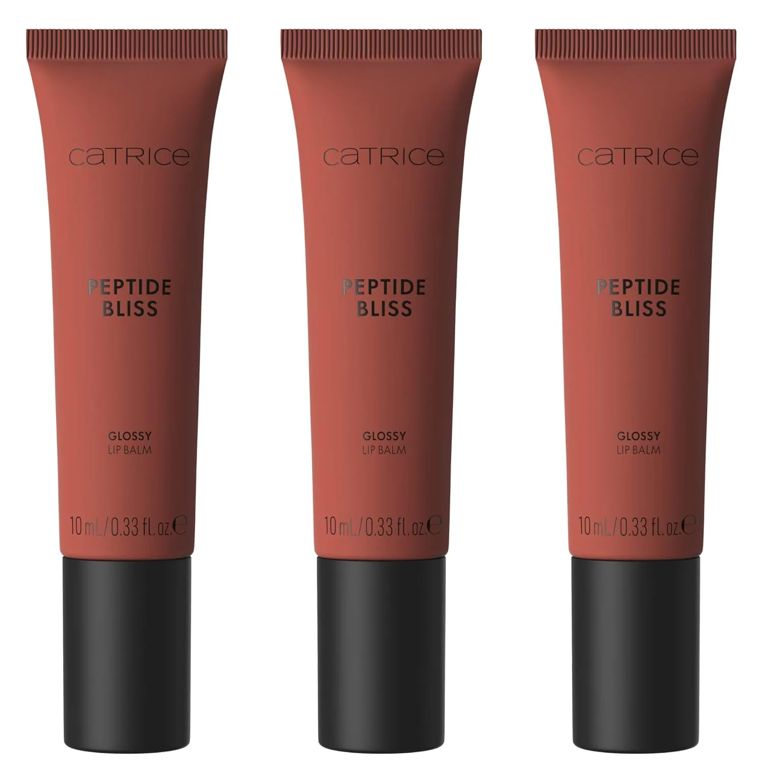Увлажняющий блеск-бальзам для губ «Peptide Bliss Glossy Lip Balm No. 050» от Catrice, коричневый, 3 шт. Catrice, 050 Glazed & Gorgeous