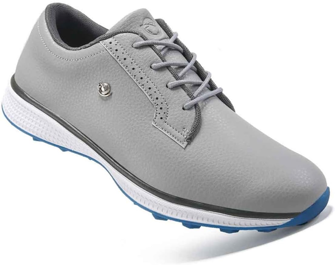 

Мужские гольф-туфли VEACAM без шпилек, удобные кожаные кроссовки для прогулок и спорта на открытом воздухе, серый