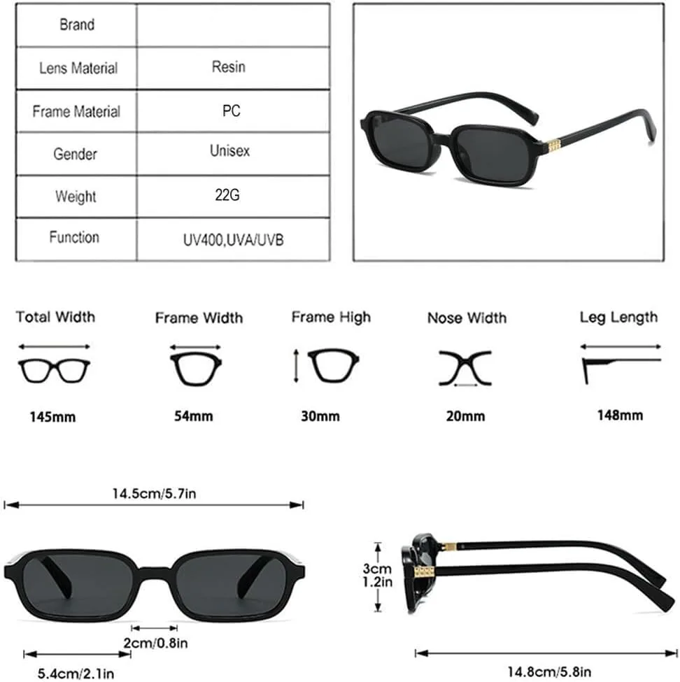 

Солнцезащитные очки прямоугольной формы для женщин, винтажные очки с защитой от УФ-излучения UV400 для мужчин, модные панк-солнцезащитные очки LXLHWN, Black Clear