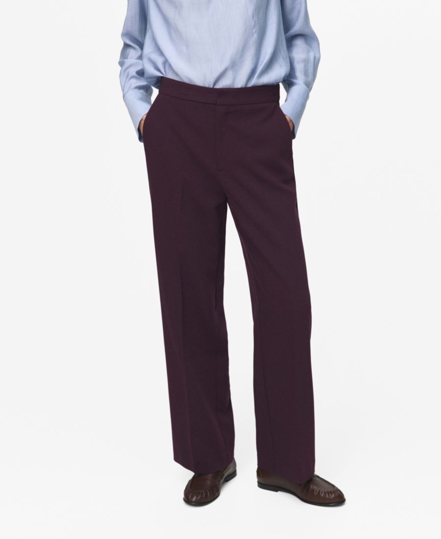 

Женские прямые брюки с высокой талией MANGO, Plum