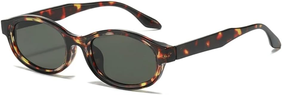 

Женские овальные солнцезащитные очки в стиле панк, двухцветные, с защитой от УФ-излучения UV400, для бега на открытом воздухе, леопардовый зеленый цвет UYPTK, Leopard Green