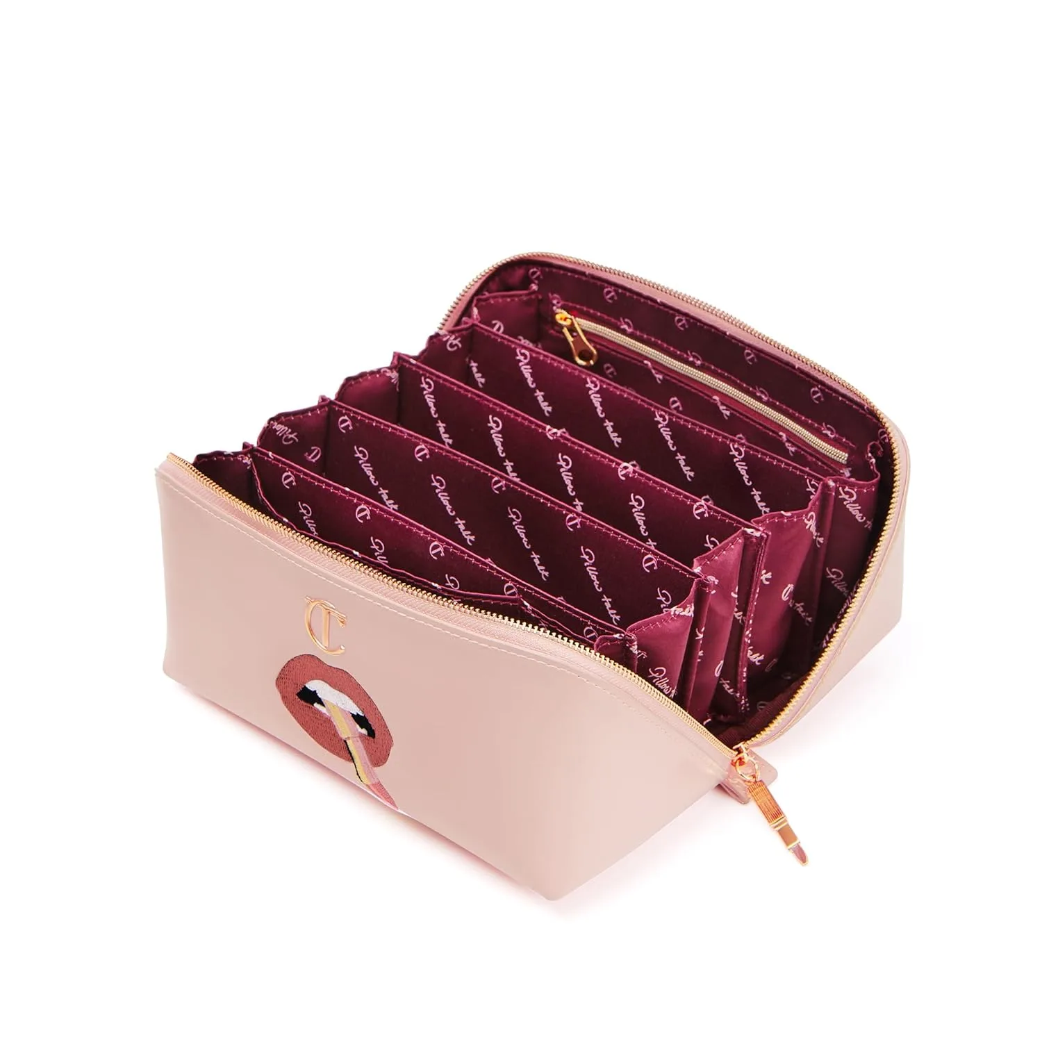 Косметичка Charlotte Tilbury Pillow Talk - MultiMagic, дорожная косметичка в розовом цвете Pillow Talk - культовый дизайн с принтом в виде губ и застежкой-молнией цвета розового золота., Limited Edition Makeup Bag — фото 2