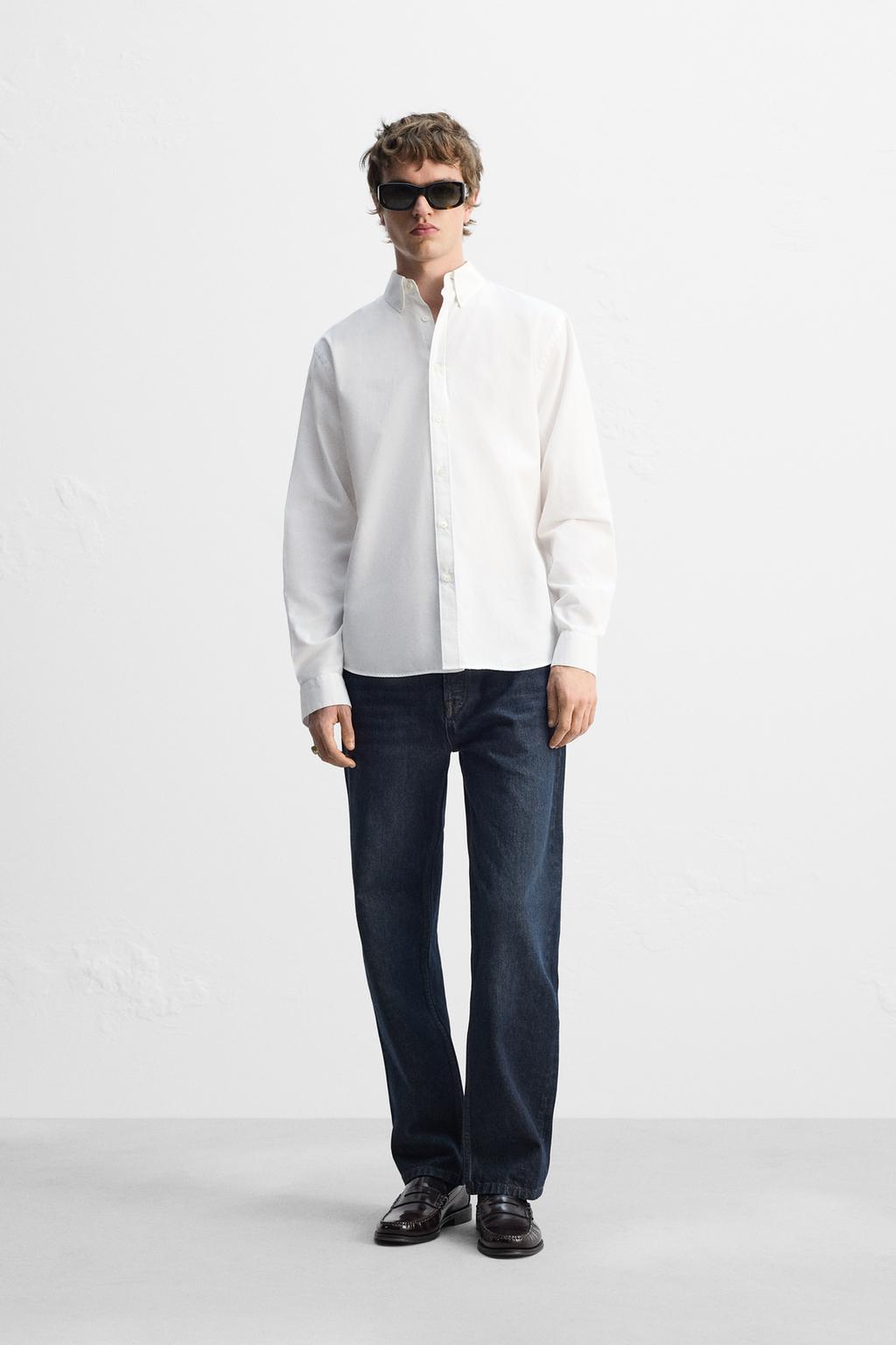 

Поплиновая рубашка ZARA, белый