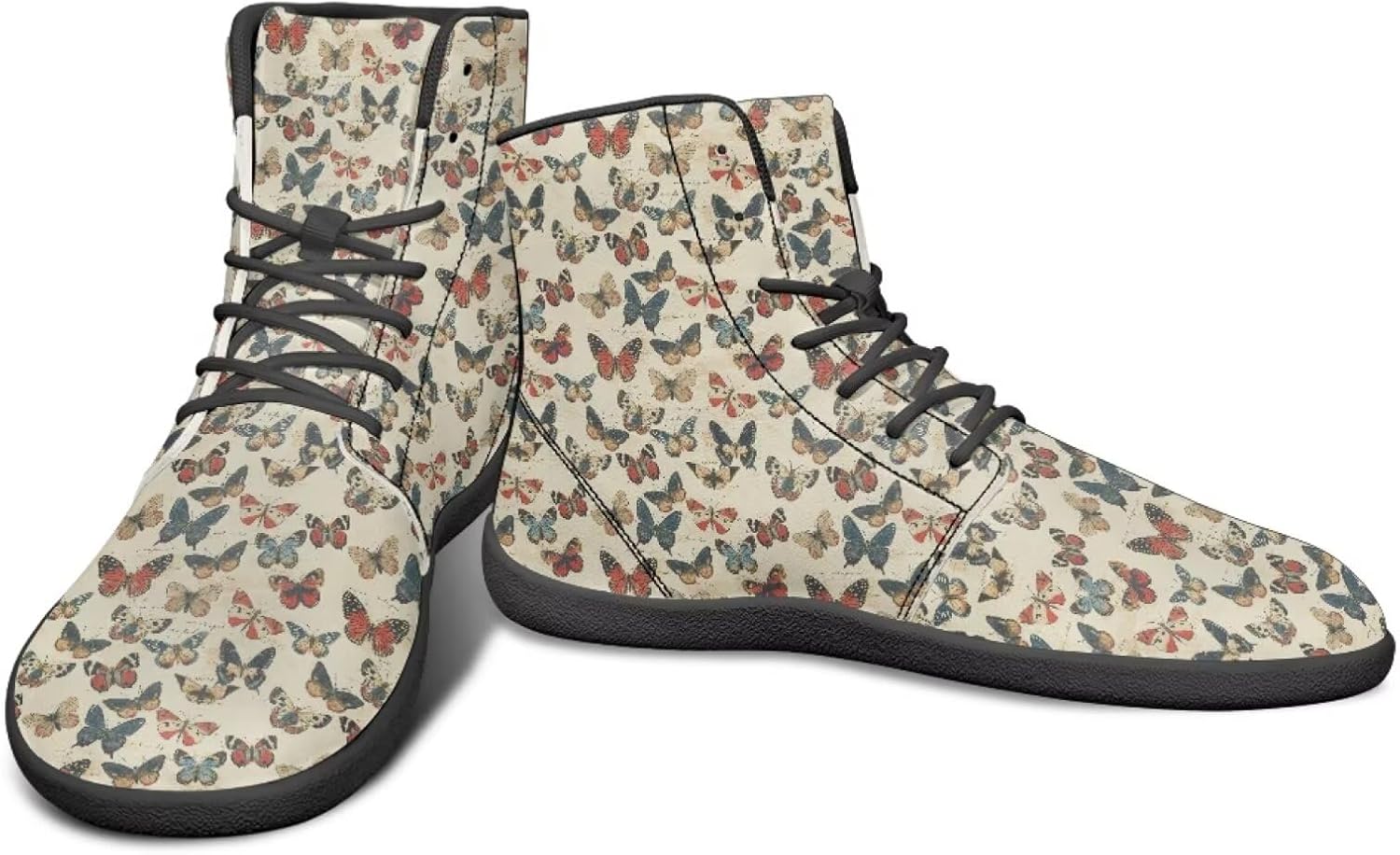 

Высокие кеды с узором бабочек, обувь типа босоножек с нулевым перепадом, широкие для мужчин - кроссовки с резиновой подошвой Watdotory, Vintage Butterfly Pattern