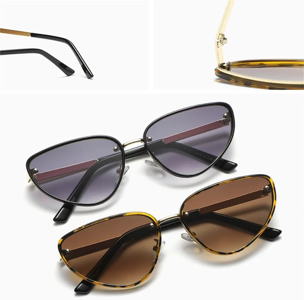 

Металлические солнцезащитные очки «кошачий глаз» для женщин и мужчин, панк-очки «кошачий глаз», женские очки с защитой от УФ-излучения UV400 HDUBFY, Gold Black