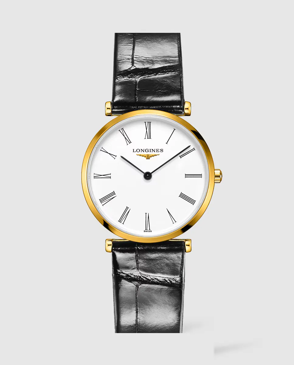 

Longines La Grande Classique L45122112 черные женские часы из кожи аллигатора