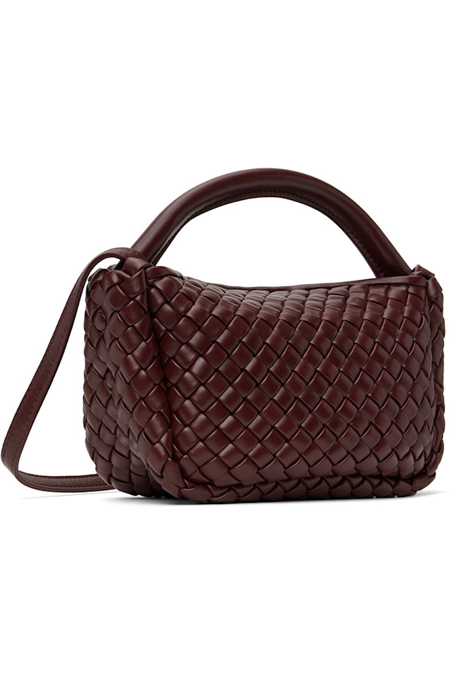Маленькая сумка с верхней ручкой под камень Bottega Veneta, цвет barolo — фото 3