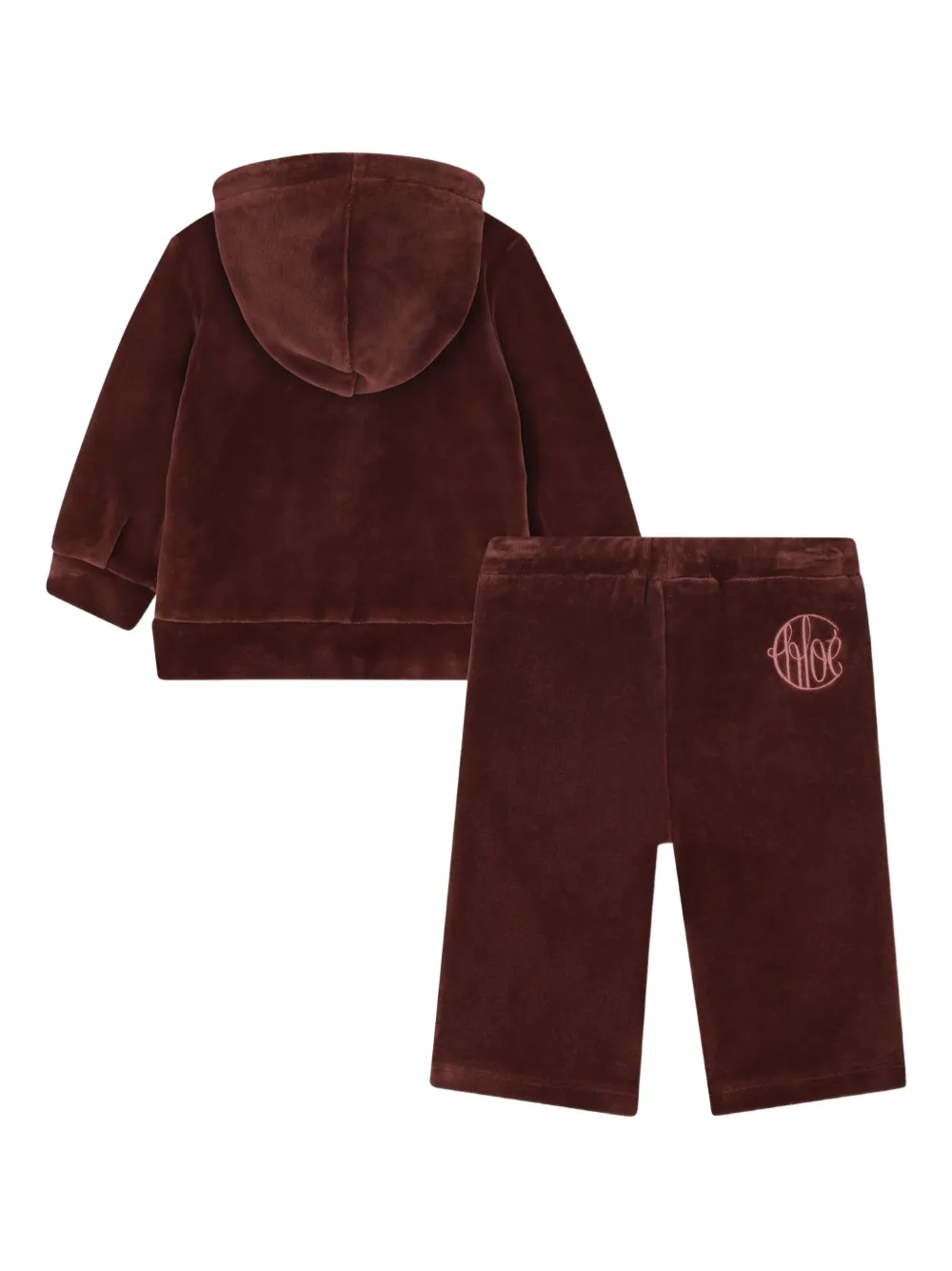 Спортивный костюм с вышитым логотипом Chloé Kids, красный — фото 3