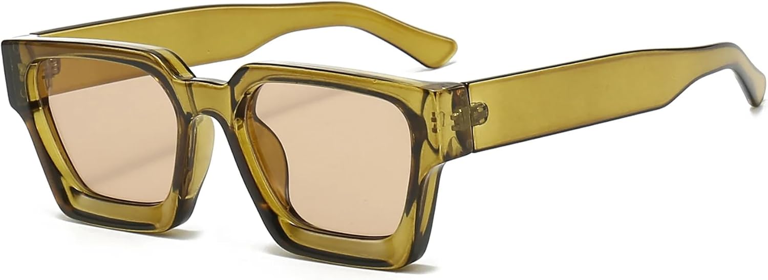 

Солнцезащитные очки с защитой UV400 | Маленькая оправа, линзы конфетного цвета | Для женщин и мужчин, для занятий спортом на открытом воздухе и вождения DSVIGF, Olive Champagne